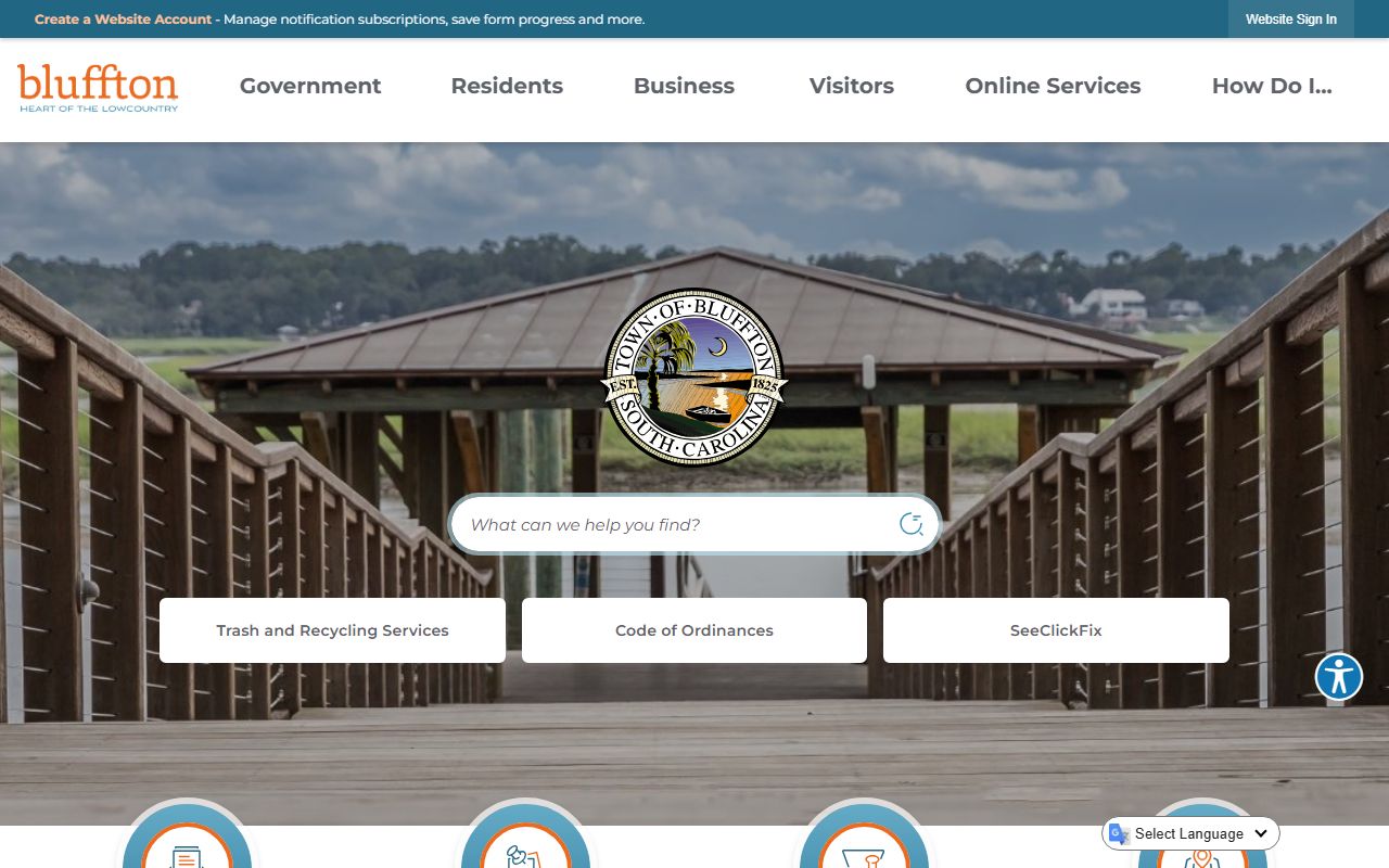 Town of Bluffton official website for court docket information