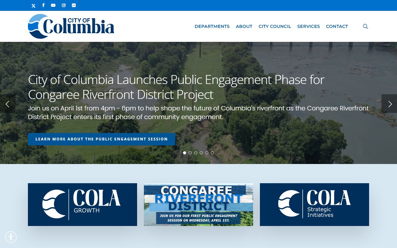 City of Columbia South Carolina homepage for Columbia court docket information