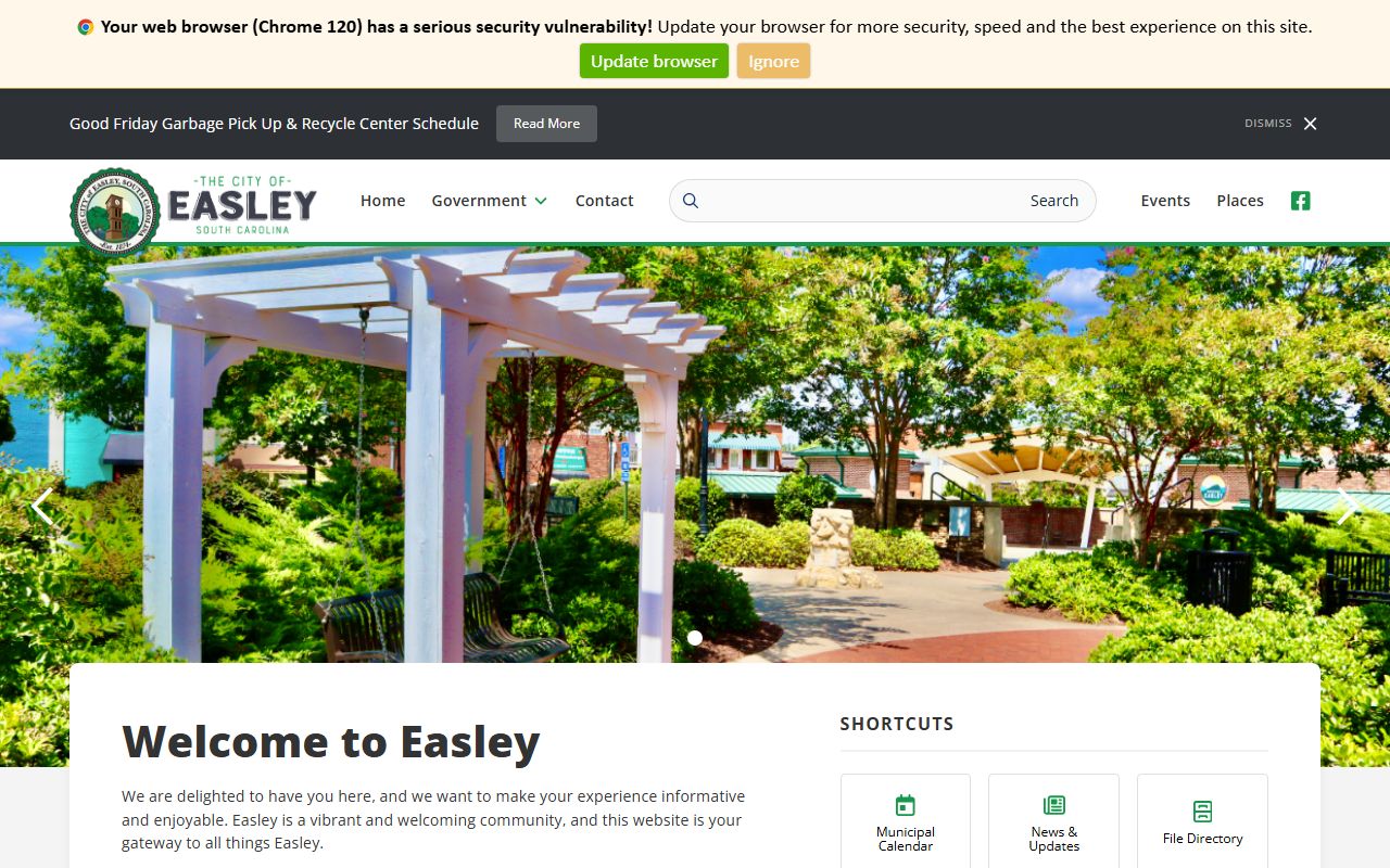 City of Easley official website for court docket and municipal court records