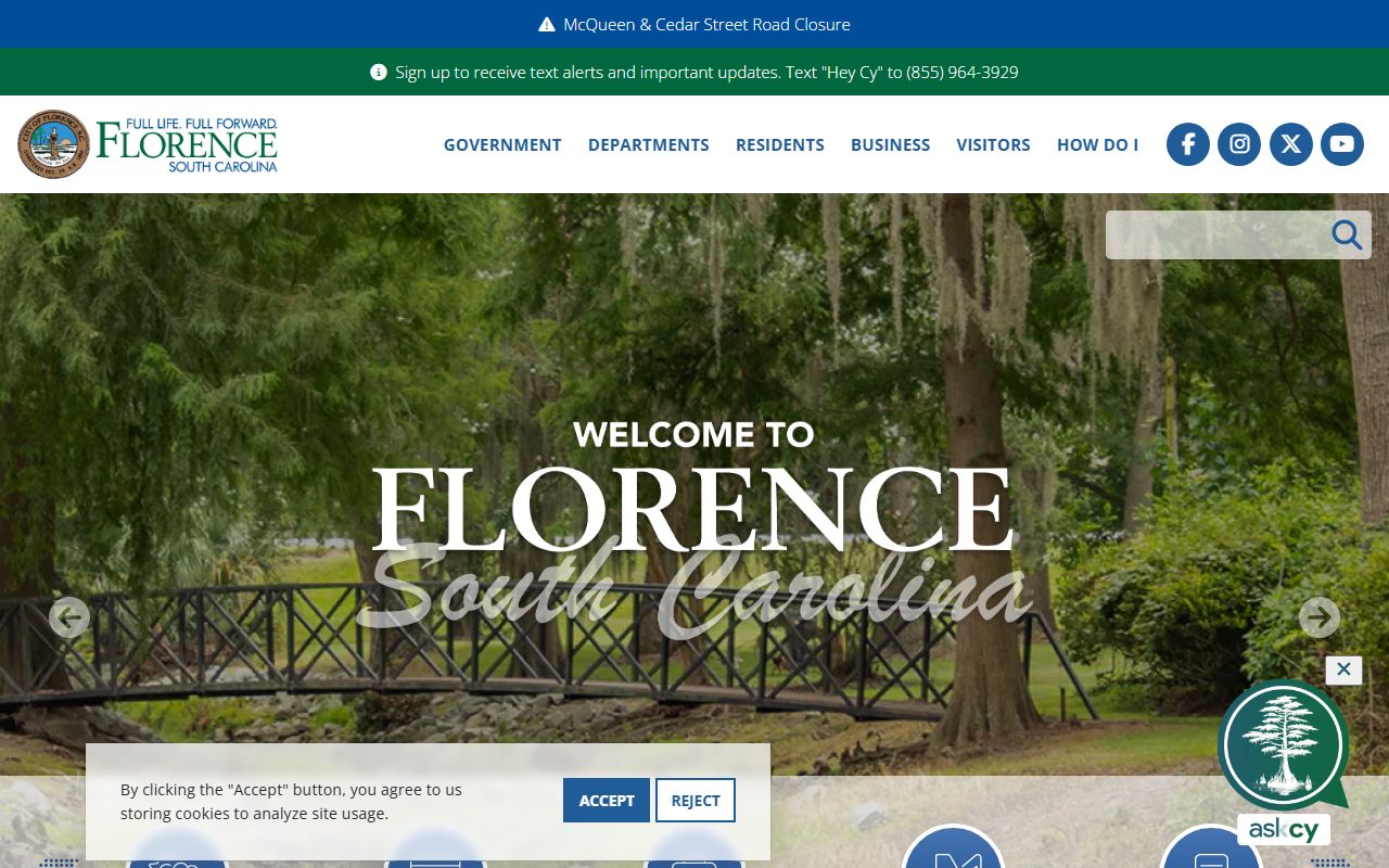 City of Florence official website for Florence South Carolina court docket records