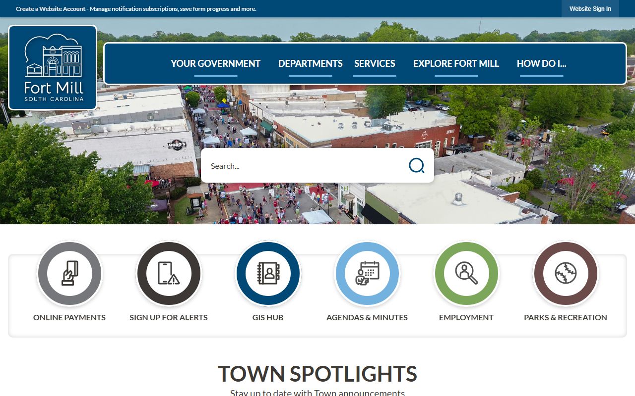 Town of Fort Mill official website for Fort Mill court docket records