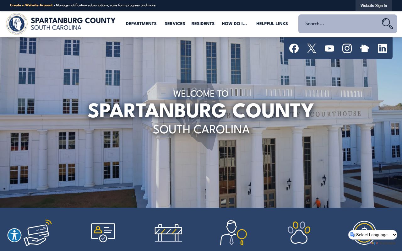 Spartanburg County Government website for county court docket records in Spartanburg
