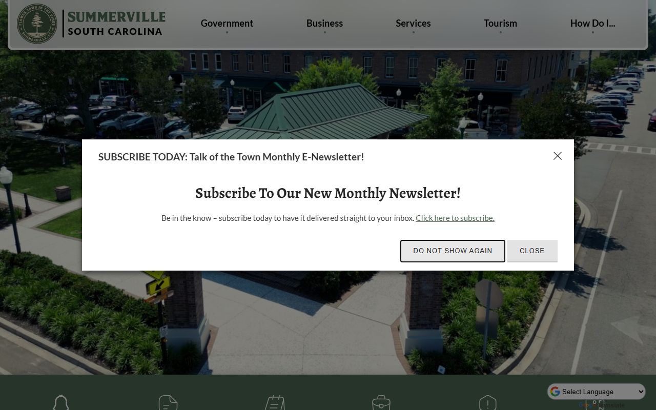 Town of Summerville South Carolina website for Summerville court docket records