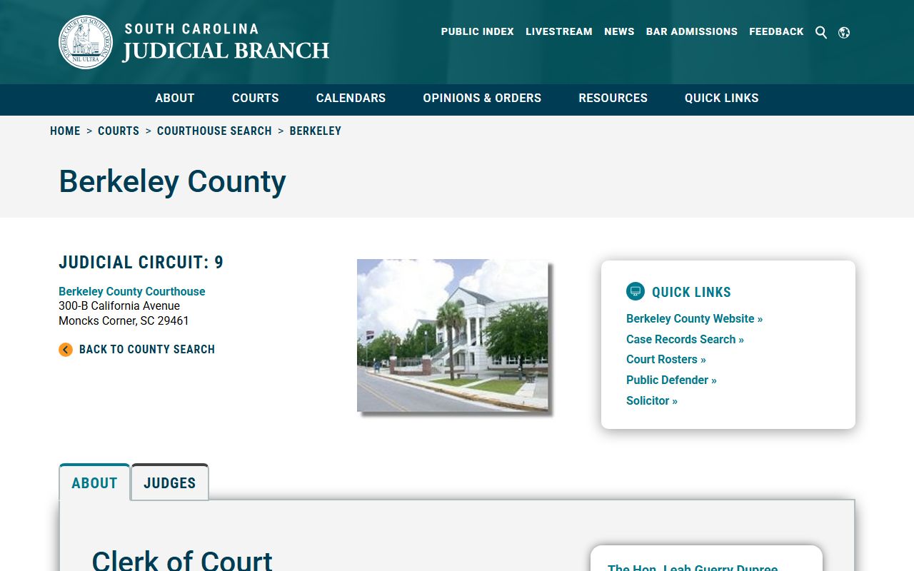 Berkeley County courthouse information for court docket records
