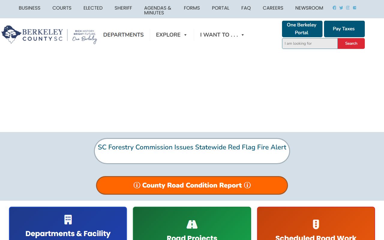 Berkeley County government website for court docket records access