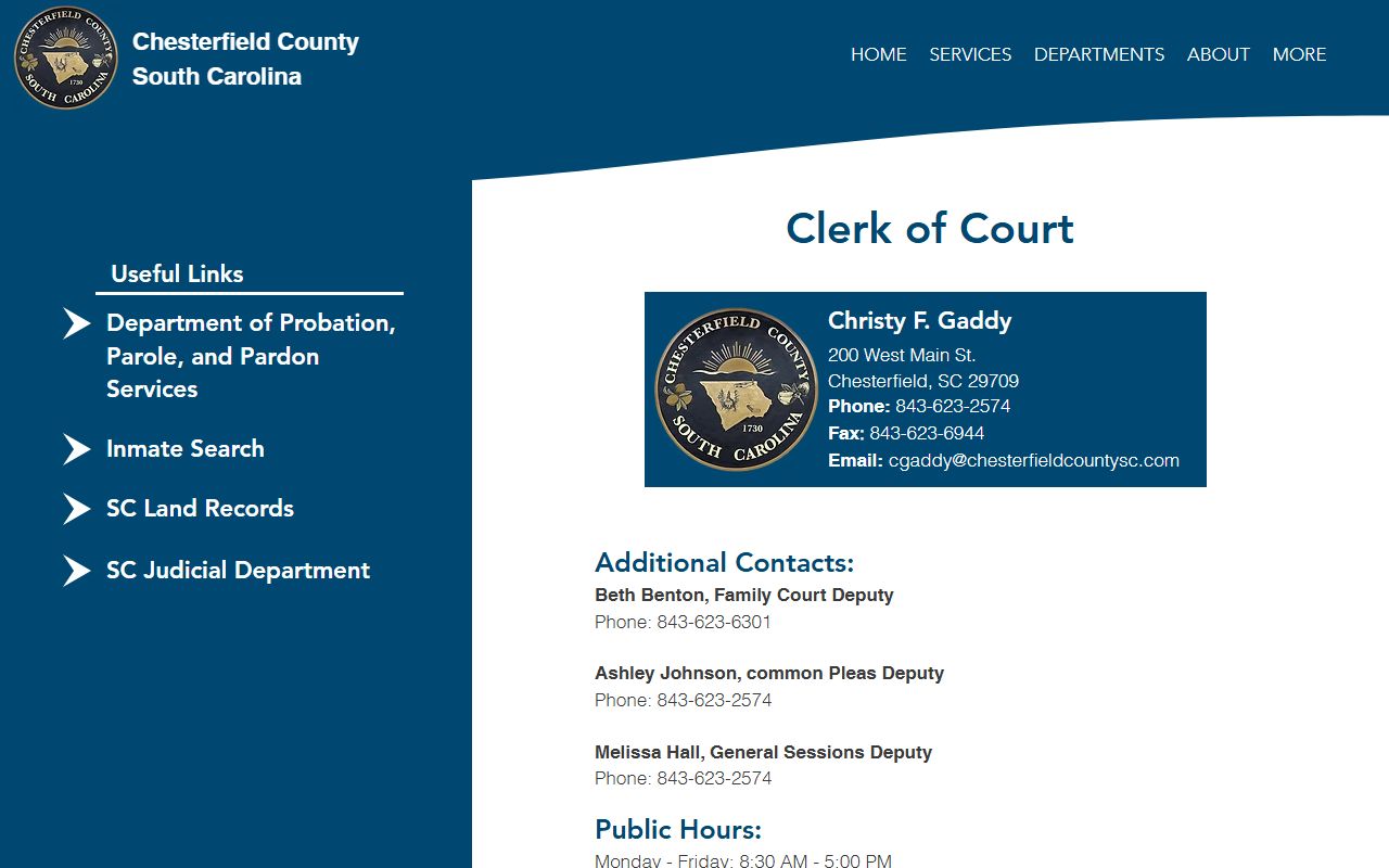 Chesterfield County Clerk of Court office managing court docket records