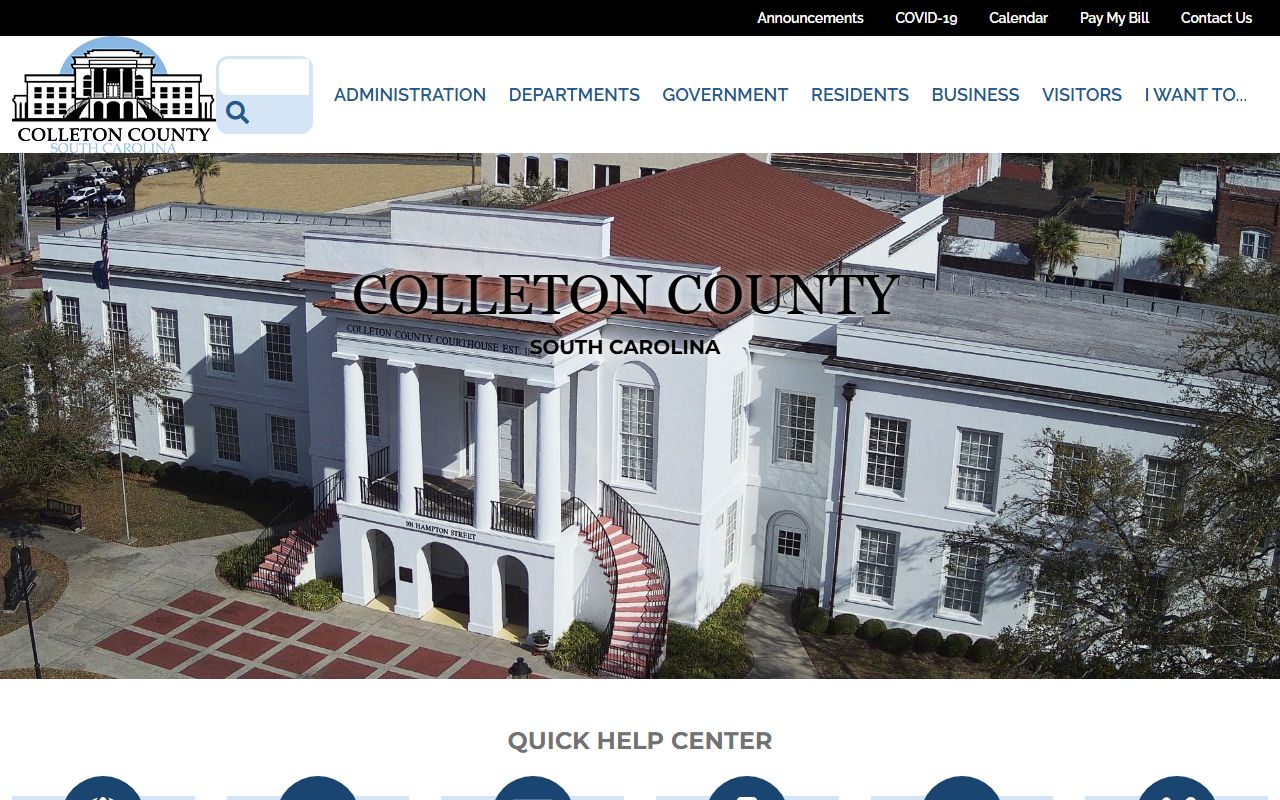 Colleton County government portal with public records and court docket resources