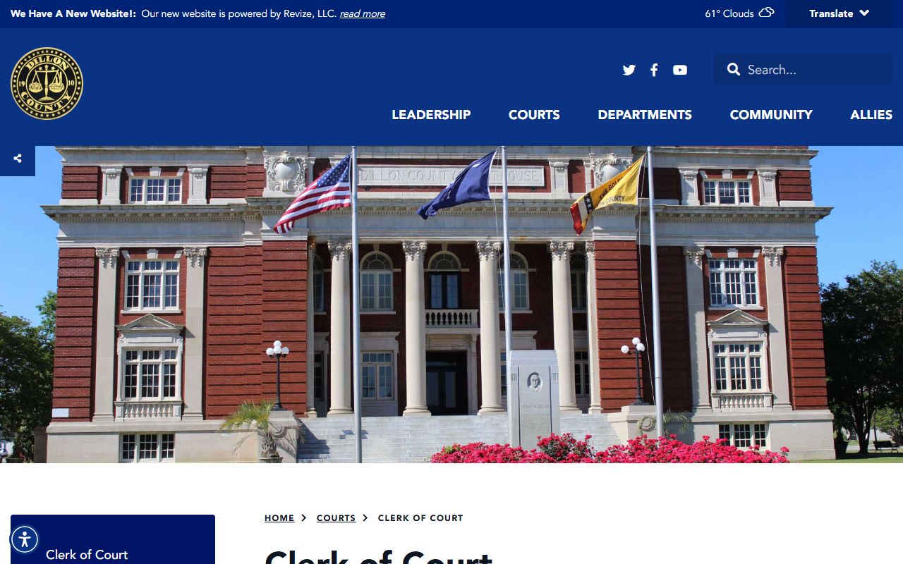 Dillon County Clerk of Court official page with court docket and case record resources