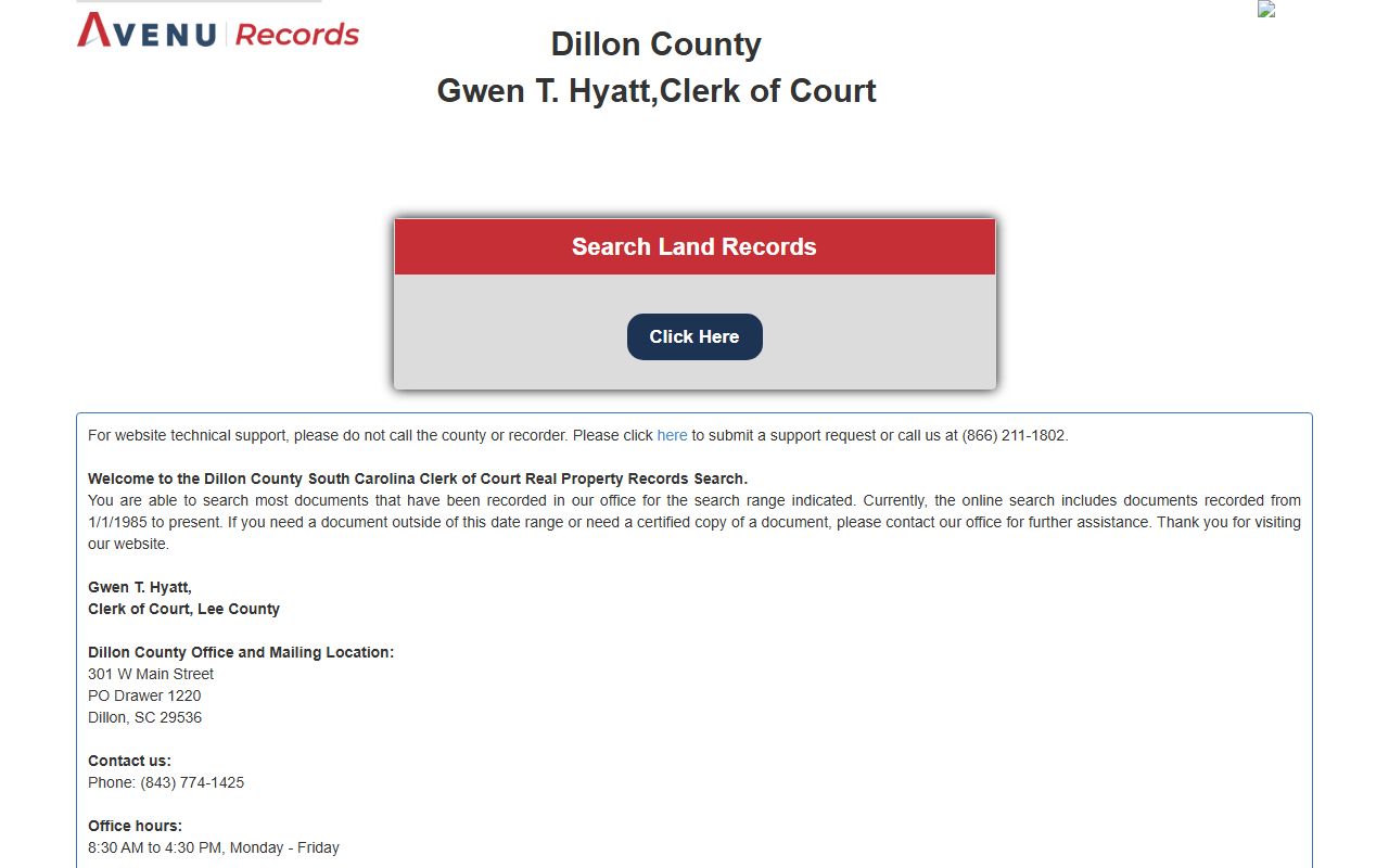 Dillon County land records and recorded documents search portal