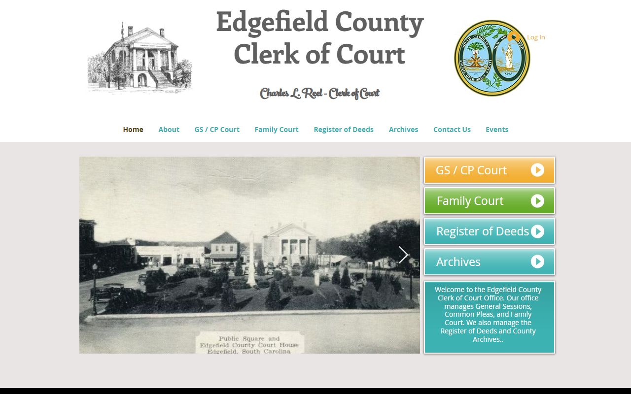 Edgefield County Clerk of Court portal with court docket and records access tools