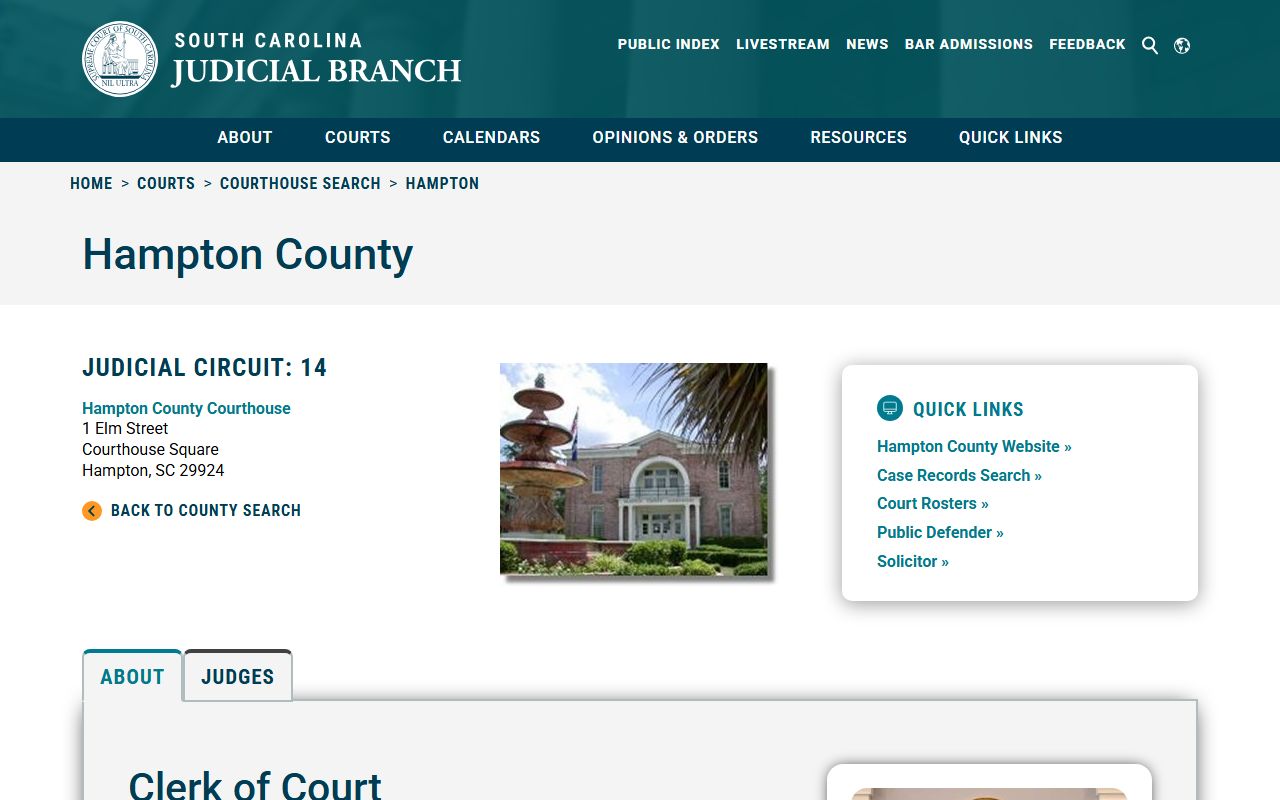 Hampton County courthouse information for court docket records