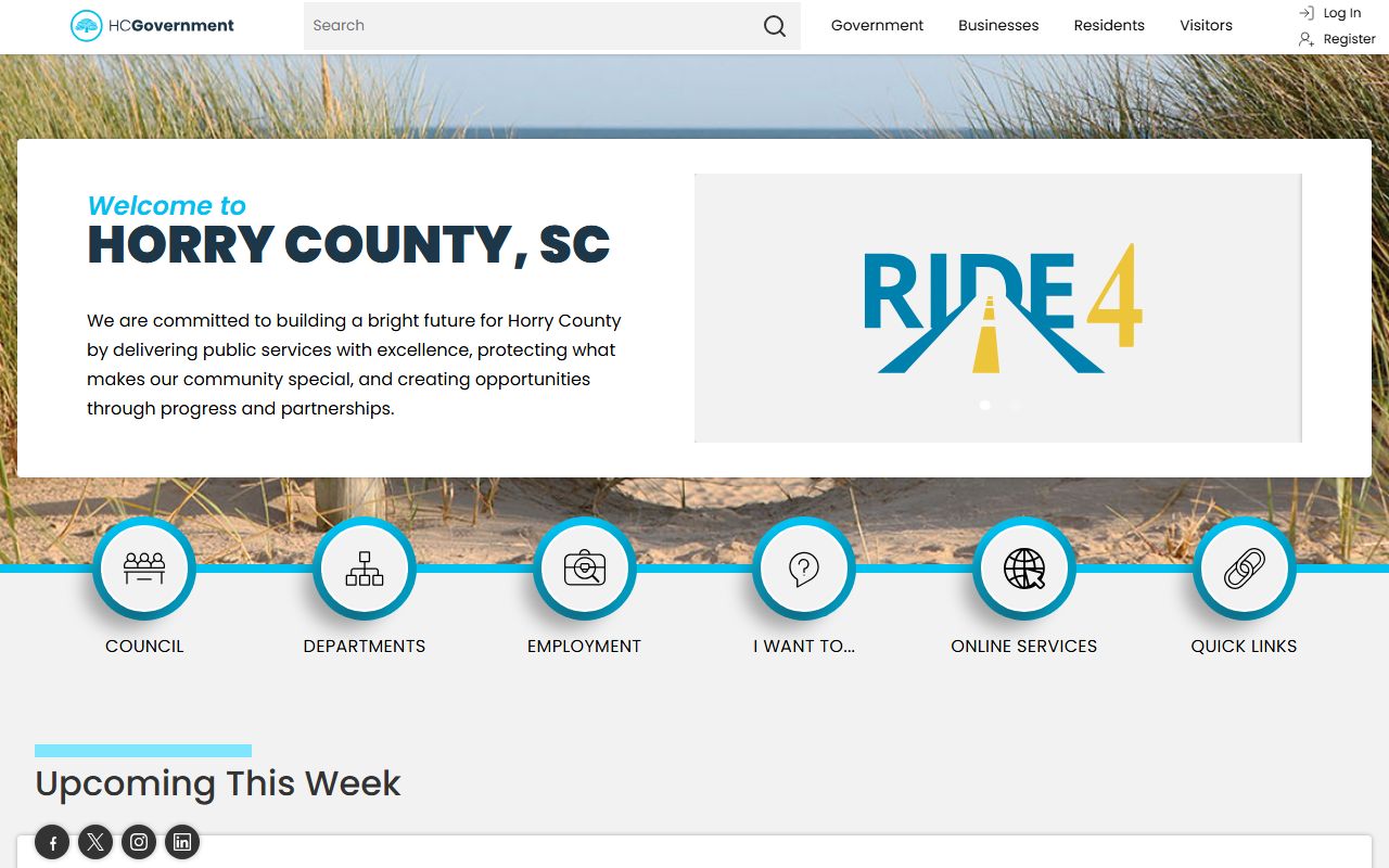 Horry County government website for court docket and public records