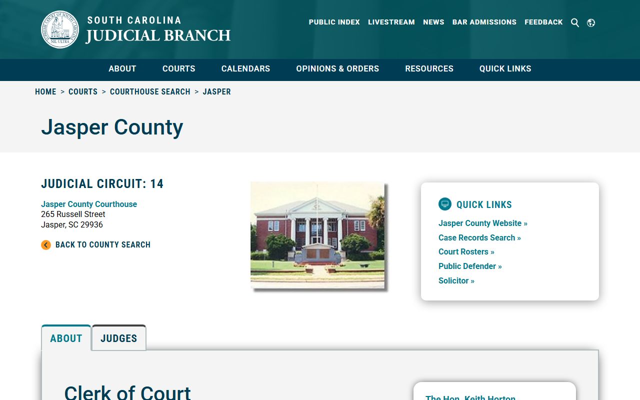 Jasper County courthouse information for court docket records