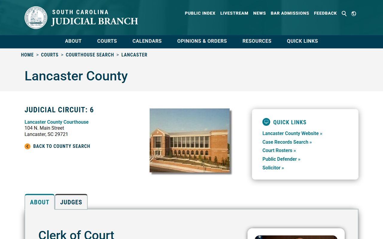 Lancaster County courthouse information for court docket records