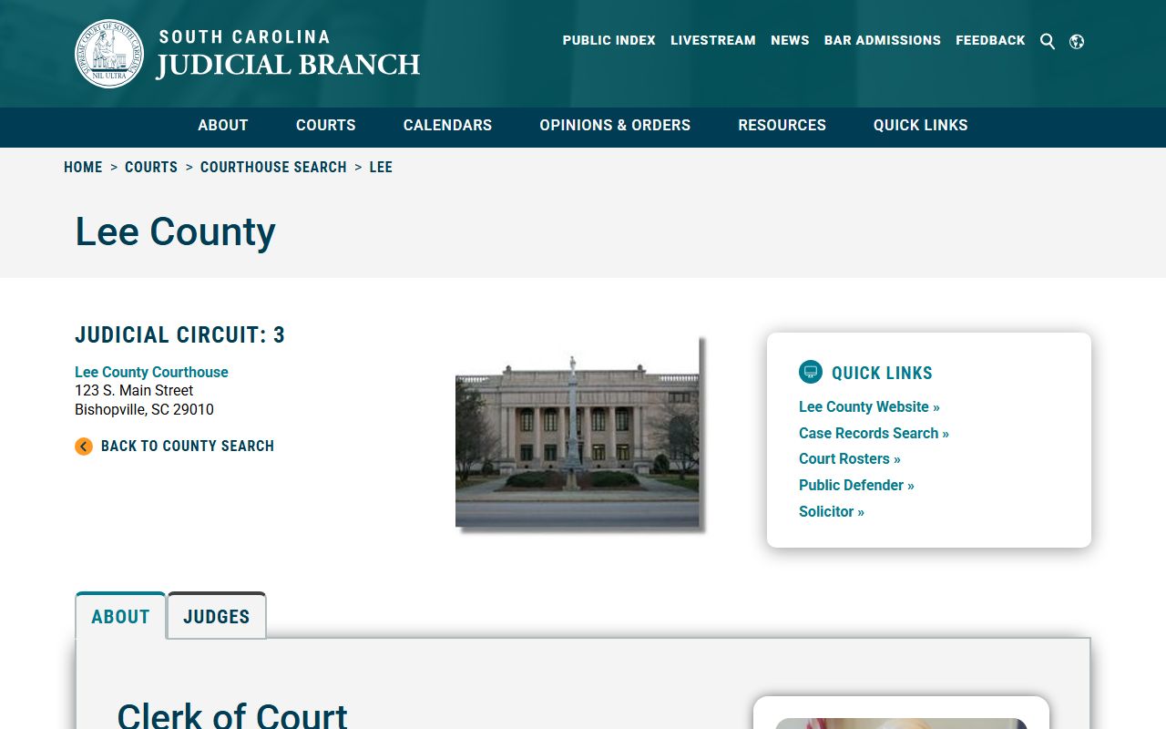 Lee County courthouse information for court docket records