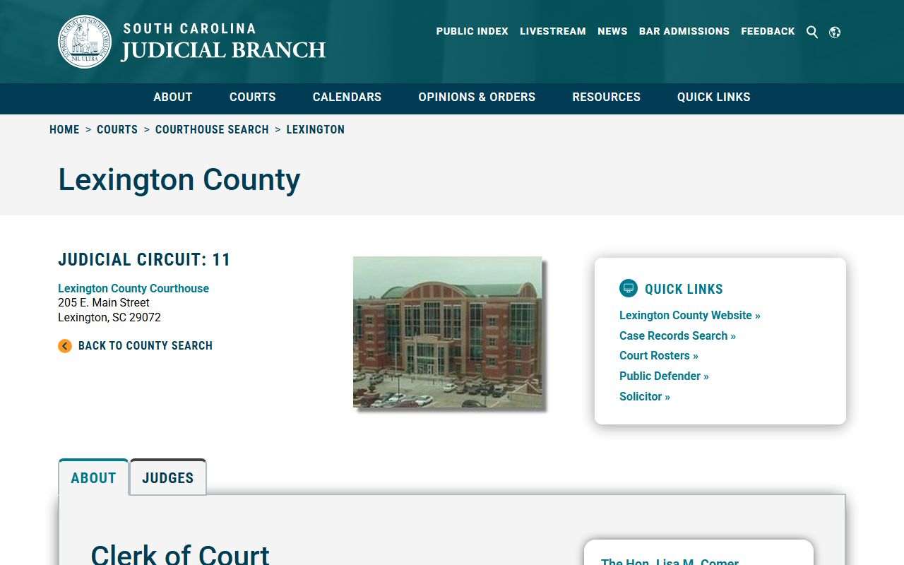 Lexington County courthouse information for court docket records