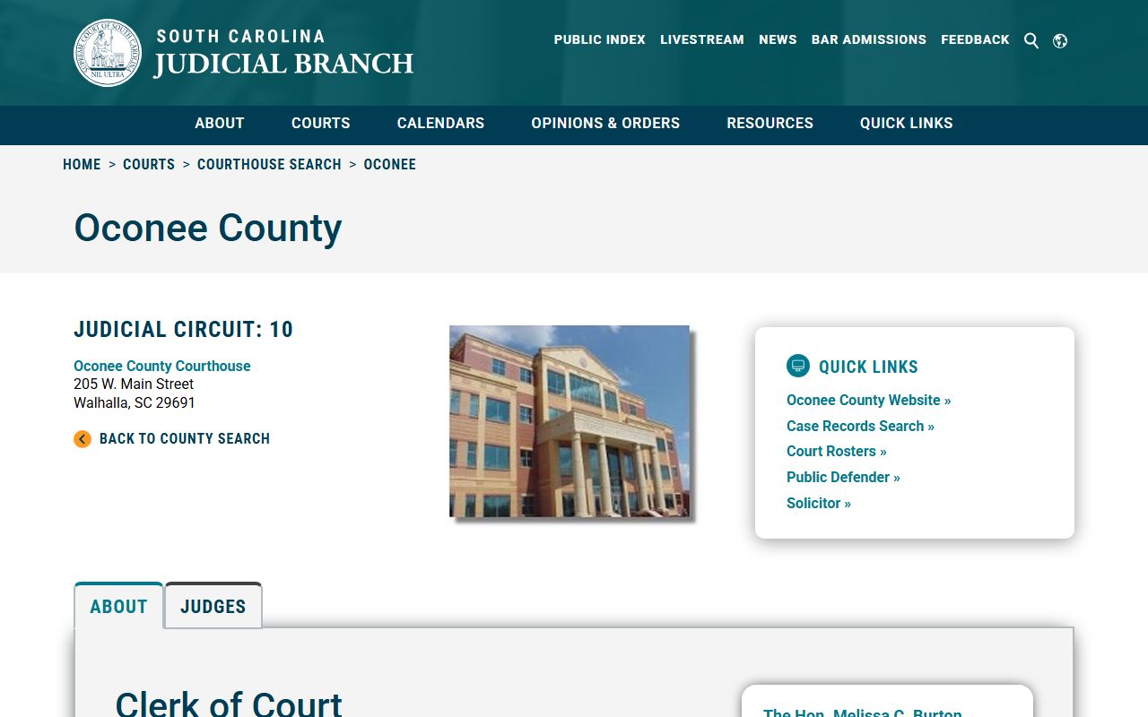 Oconee County courthouse information for court docket records
