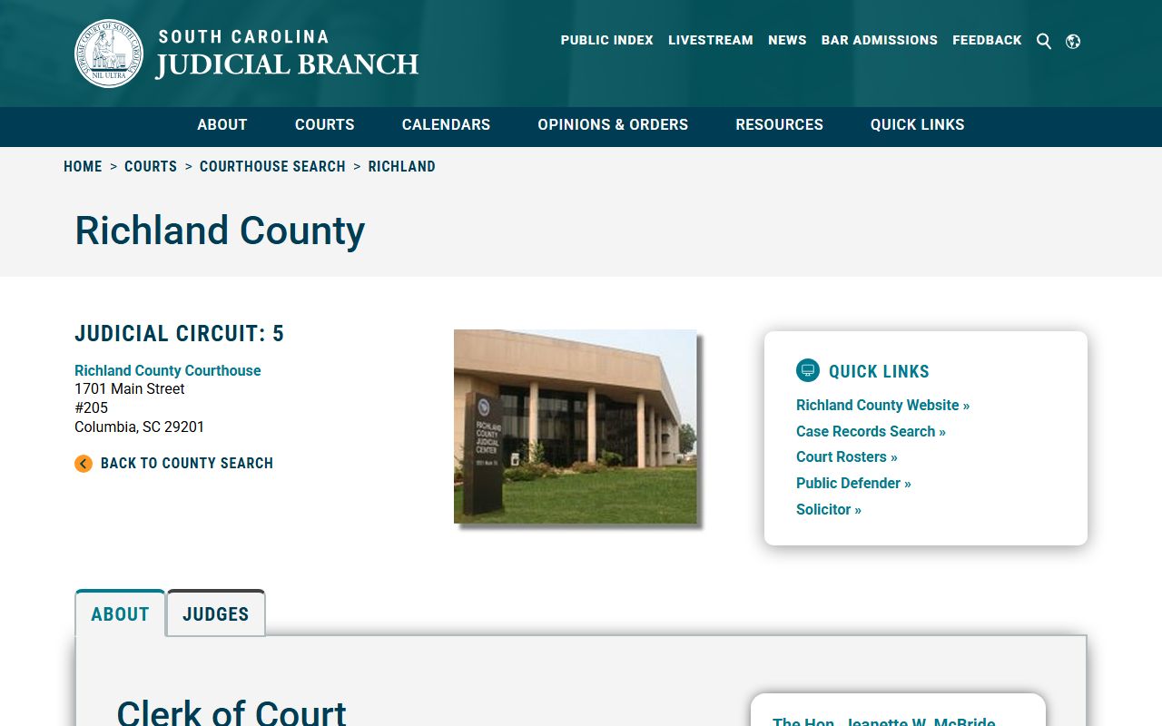 Richland County courthouse information for court docket records