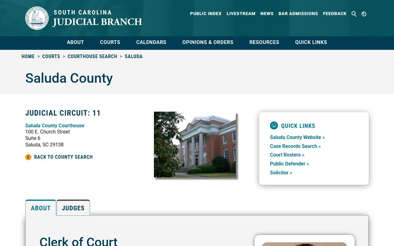 Saluda County courthouse information for court docket records