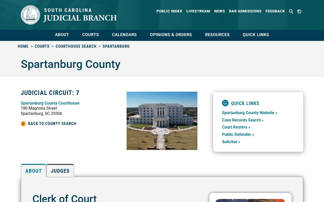 Spartanburg County courthouse information for court docket records