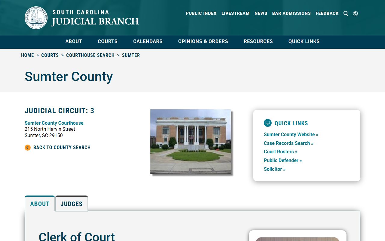 Sumter County courthouse information for court docket records
