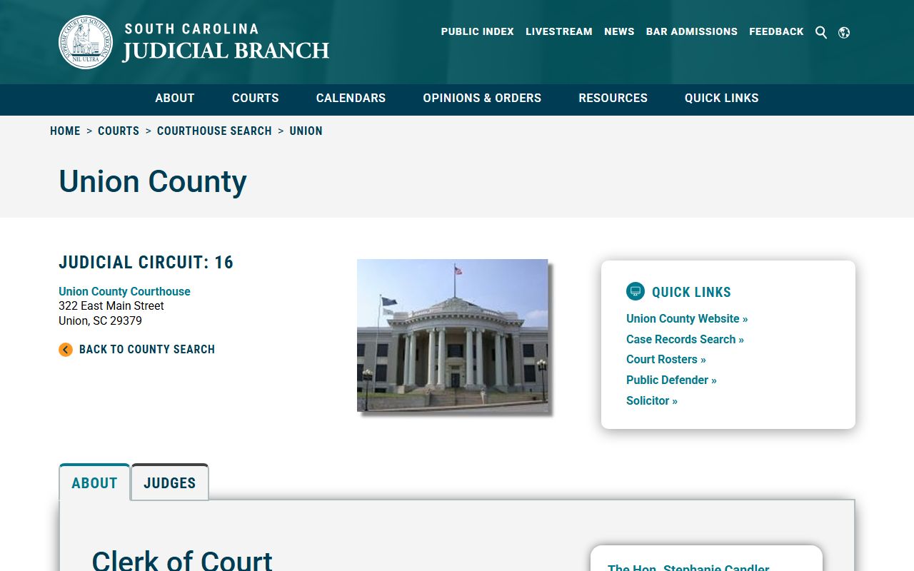 Union County courthouse information for court docket records