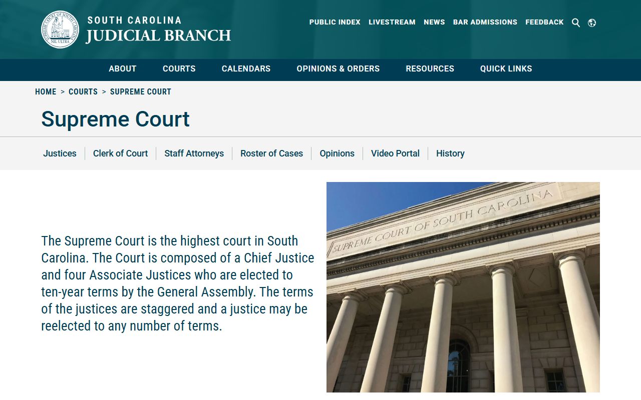 South Carolina Supreme Court docket records